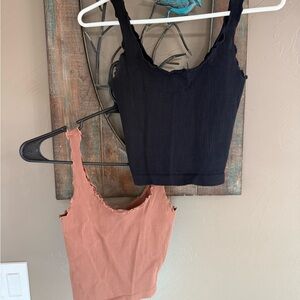 Nikibiki Black and Tan Ribbed Crop Tops